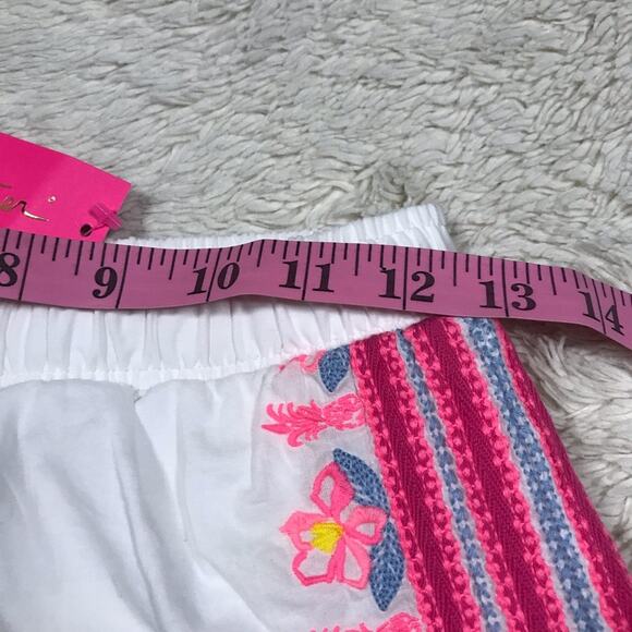 New Lilly Pulitzer Katia Embroidered Womens 5" Short White Pink Summer Boho Vaca - Picture 11 of 12